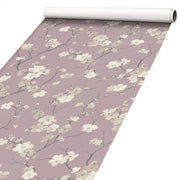 FIORI SU FONDO LILLA - Pellicola stampata adesiva in PVC finitura opaca Misura: 100x200 cm
