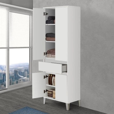 Colonna bagno da terra L. 60 cm Way bianco lucido 4 ante e 1 cassetto