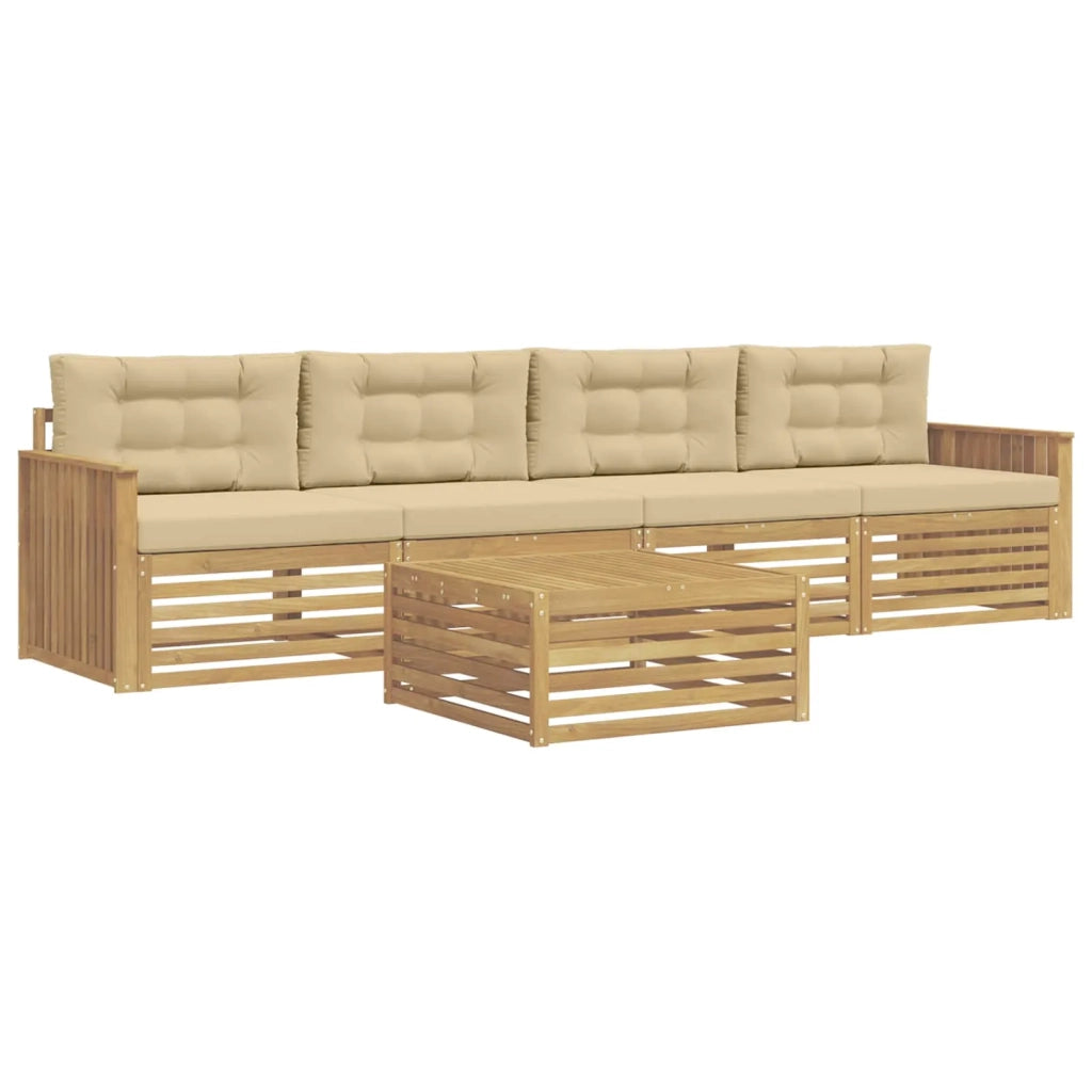 Set di divani da esterno 5 pcs Bianco e Beige 3390003