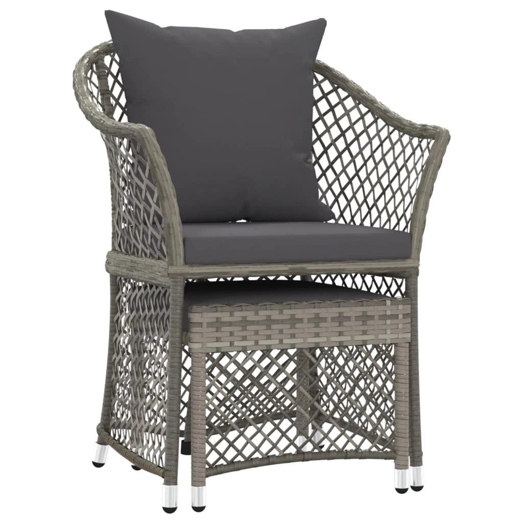 Set di mobili da giardino mobili da esterno set da 2 pezzi con cuscini resina intrecciata grigia 02_0015891