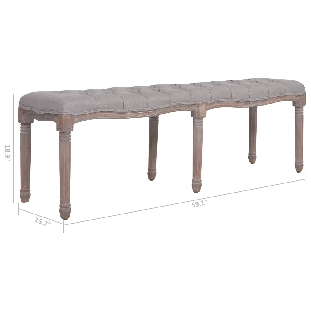 Panca in Tessuto e Legno Massello 150x39,8x48 cm Bianco Crema 288460