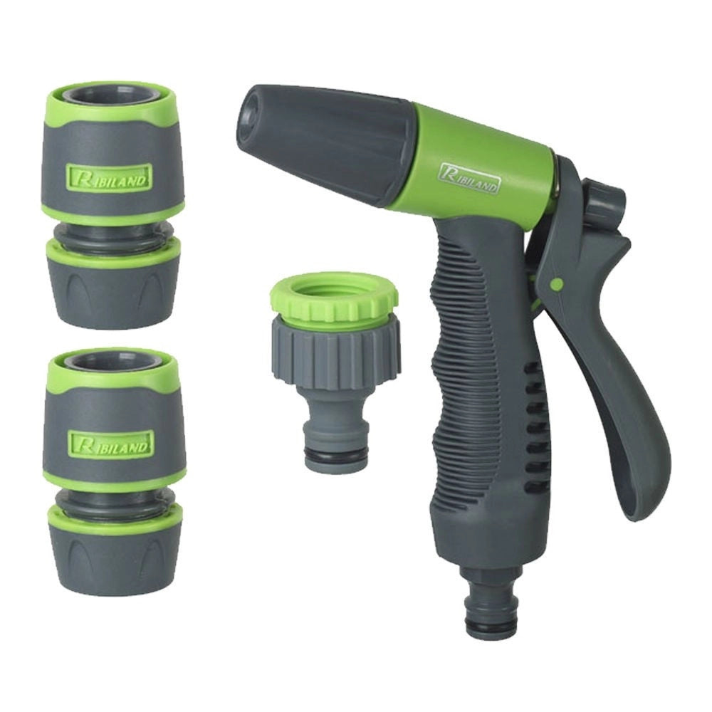 Trade Shop - Kit Irrigazione Con Pistola Raccordi Presa Rubinetto Con Rivestimento Soft Touch -