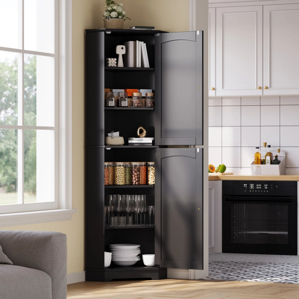 Armadio angolare con 2 ante e ripiani regolabili; 42 x 42 x 166 cm; in MDF nero