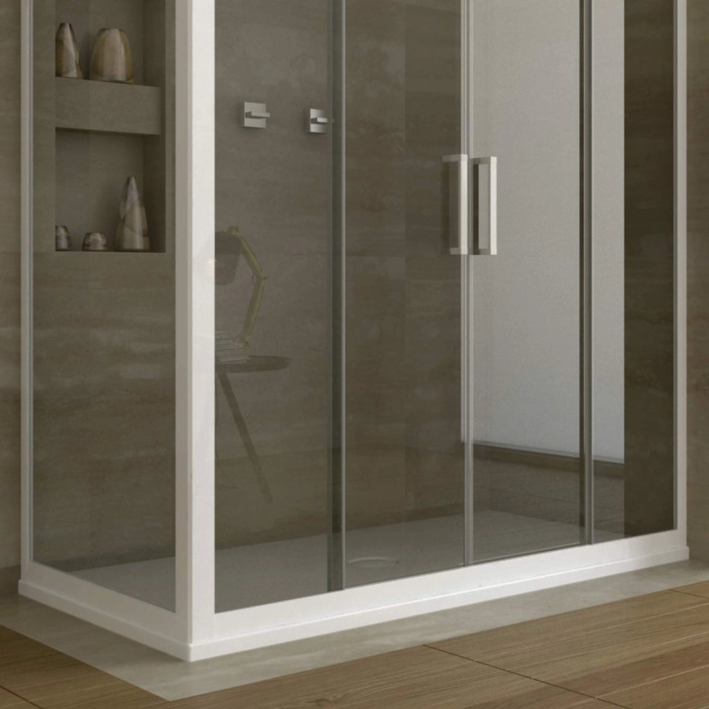 Box Doccia 90x150 CM H 200 Vetro Trasparente Profilo Bianco mod. Star 2 Ante