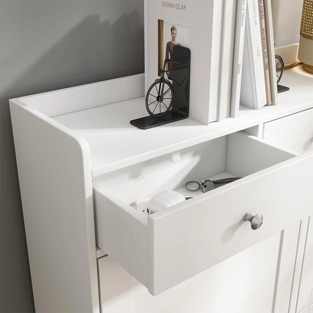 Scarpiera da ingresso Vitto, Bianco, 100 x 99.5 cm con 3 cassetti e 4 scomparti pieghevoli