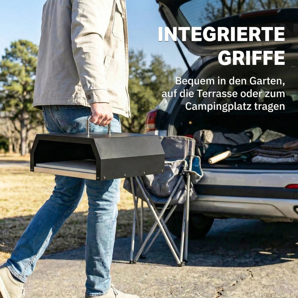 Forno per Pizza da Giardino 2 Livelli con Pizzastein ¨C zephmum ¨C Legno