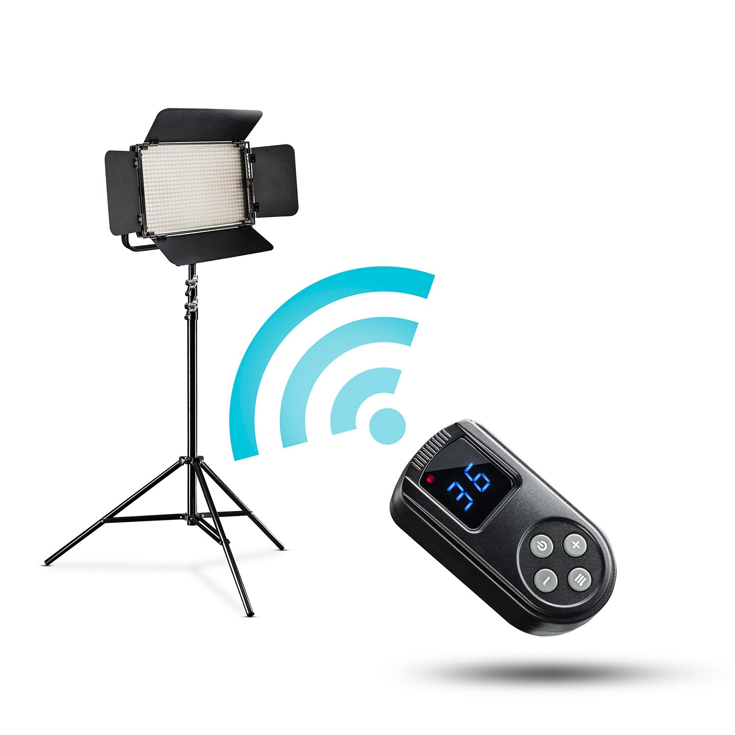 Niova 600 Plus Bi Colour + stativo per lampada WT-806 - Set di luci video LED a luce continua per area 36 Watt 600 LED dimmerabili 3200-5600K CRI 97 DMX + telecomando + stativo per luce