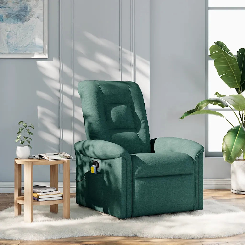 Divano Sedia-Poltrona Massaggiante Reclinabile Verde Scuro in Tessuto 814848