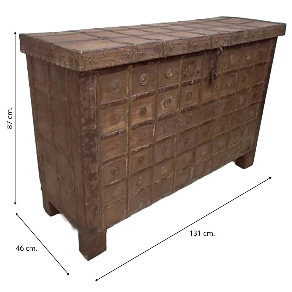 Cassa in legno fatta a mano 131x46x87h cm