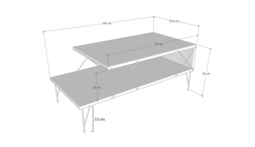Tavolino da caffè in legno "Loire" - 100 x 50 x 40 cm - Rovere