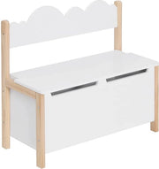 Banco per bambini con cassetti - contenitore per giocattoli - con spazio di stoccaggio - cassettiera per giocattoli - banco da sedere - Bianco/Caffellatte