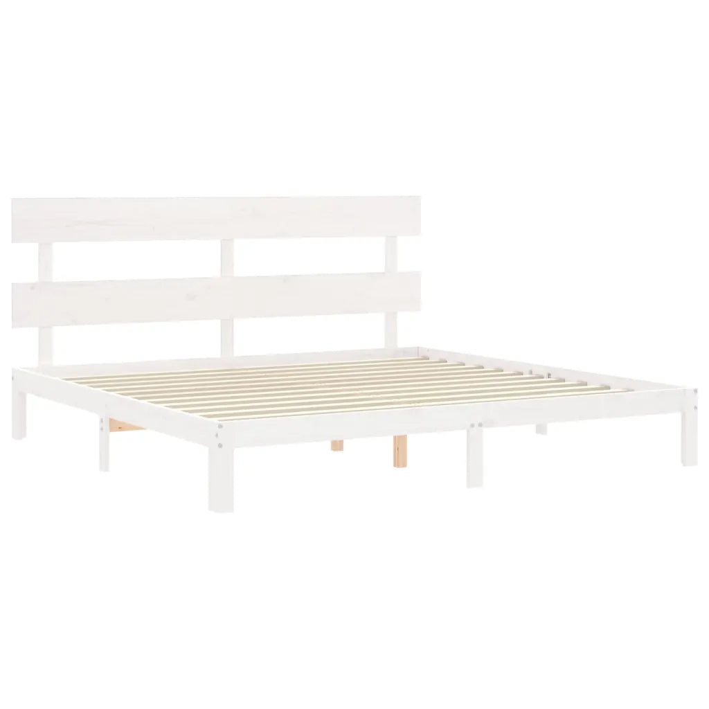 Giroletto Testiera Bianco Super King Size in Legno Massello 3193547