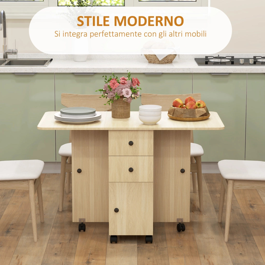 Tavolo Pieghevole con Cassetti e Armadietto ¨C Zephmum ¨C Legno 120x60x76.5 cm