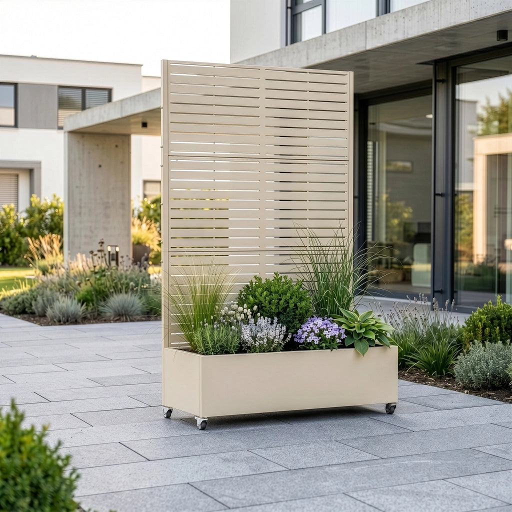 Fioriera con Spalliera Nodepp in Acciaio 190 x 120 x 38 cm - Beige casa.pro
