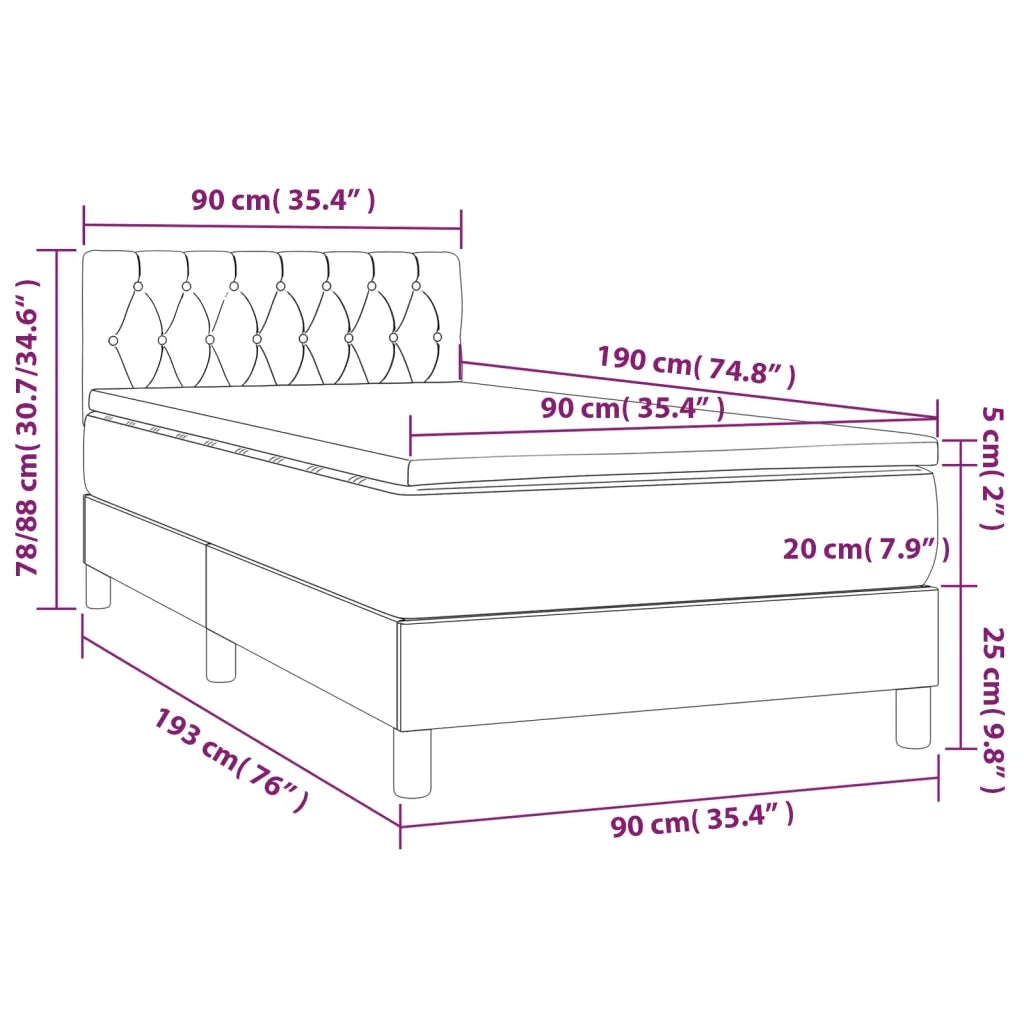 Giroletto a Molle con Materasso-Struttura Letto Rosa 90x190 cm in Velluto 996498