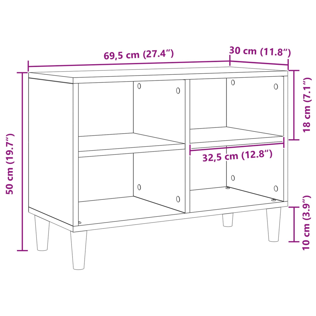 Mobile TV Rovere Artigianale 69.5x30x50 cm Legno ingegnerizzato