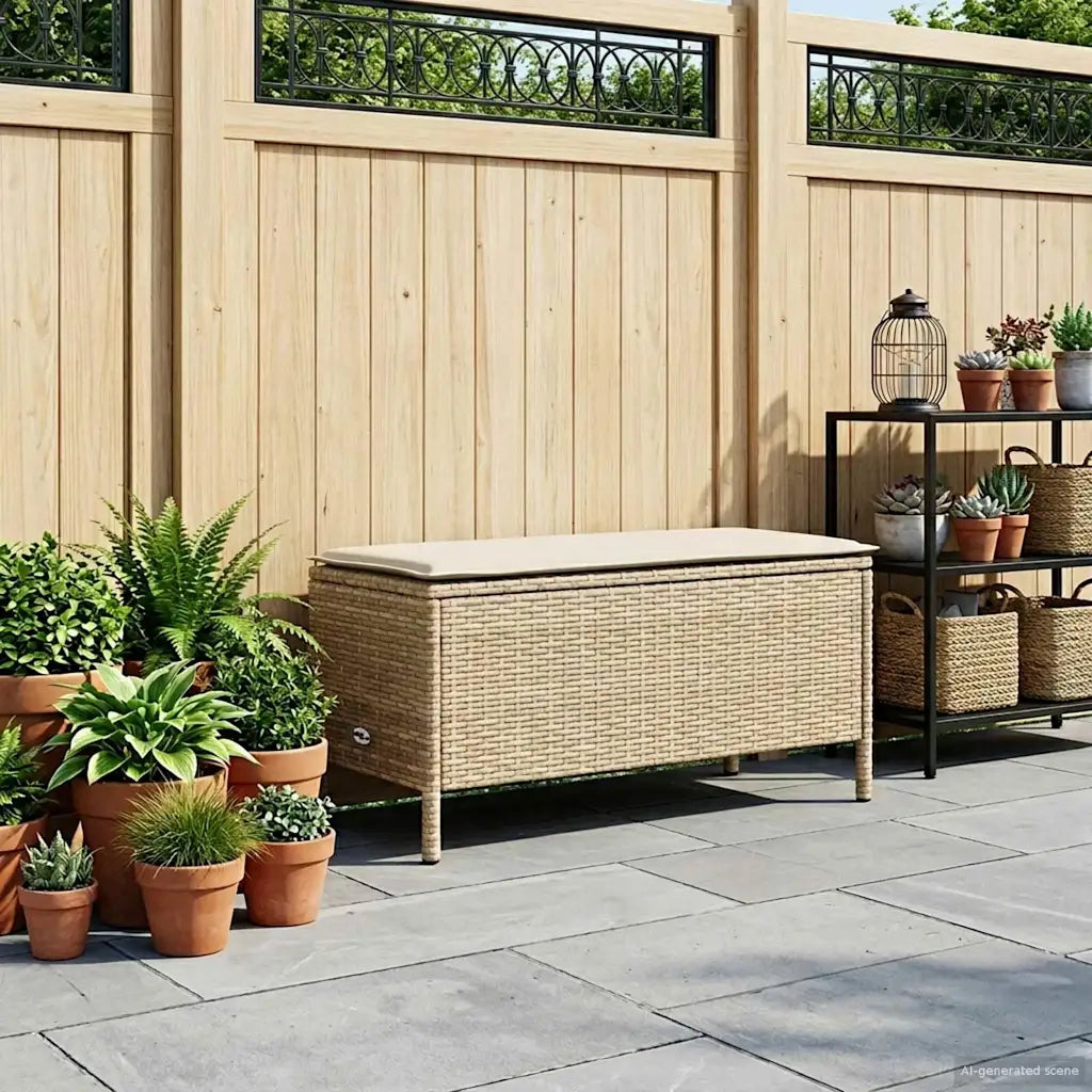 Sedia da giardino-Poggiapiedi da Giardino Beige e Crema 80 x 38 x 42 cm