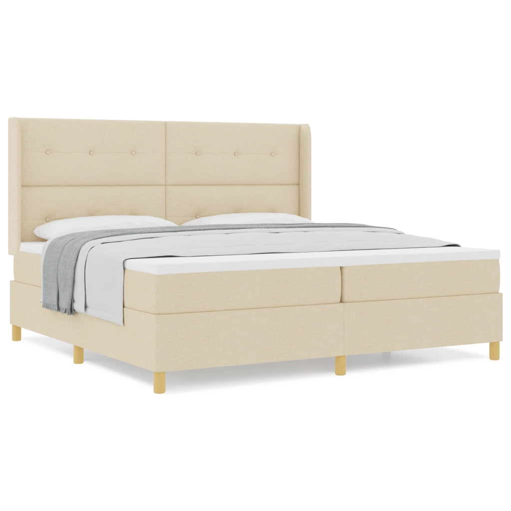 Letto a Box Spring con Materasso Panna 200x200 cm Tessuto