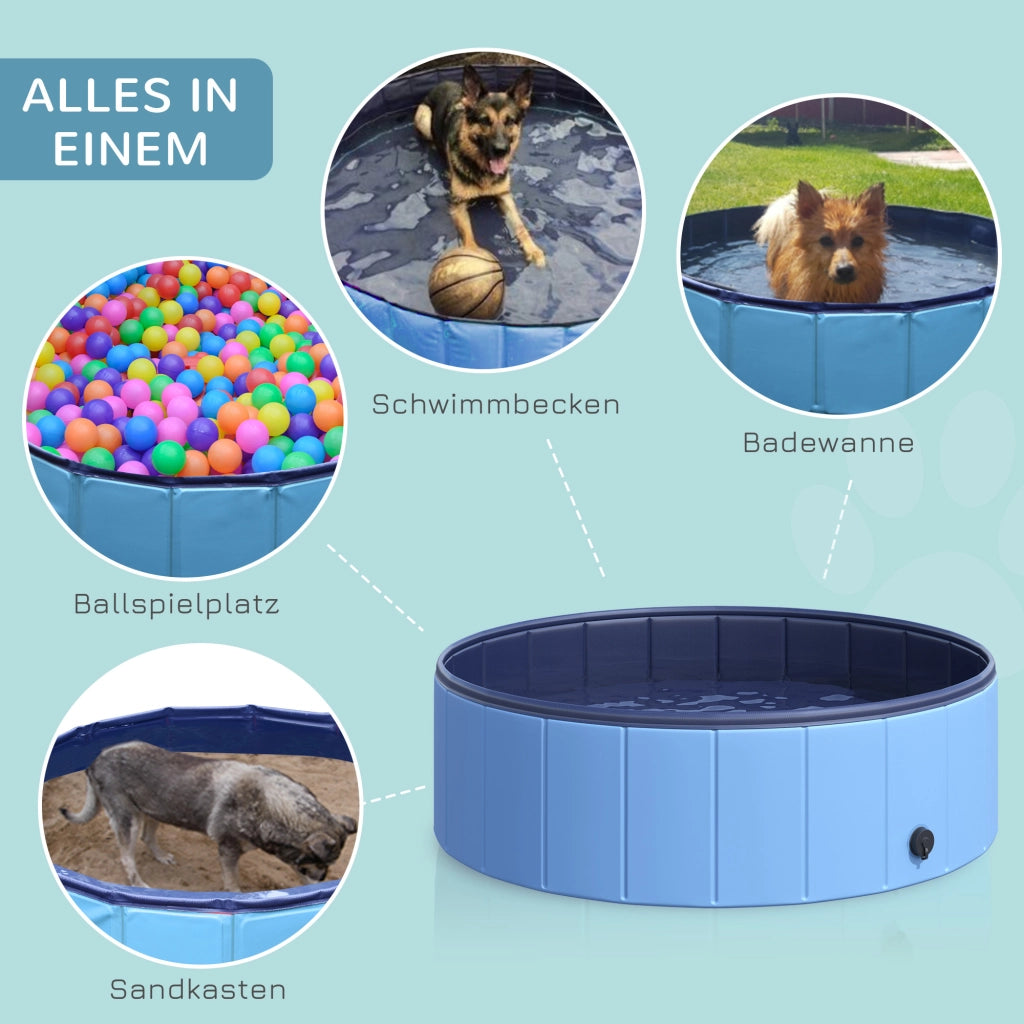 Vasca da bagno per cani e gatti pieghevole ¨C zephmum ¨C Blu, legno, plastica, ?100x30 cm