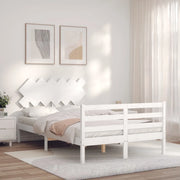Giroletto con Testiera-Struttura Letto con testiera Bianco 120x200 cm in Legno Massello 245339