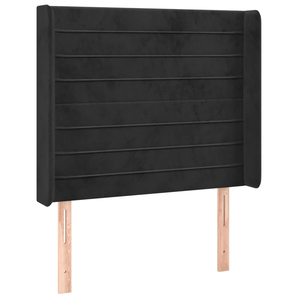 Testiera ad Orecchio-Testata con Orecchie Nera 83x16x118/128 cm in Velluto 350838