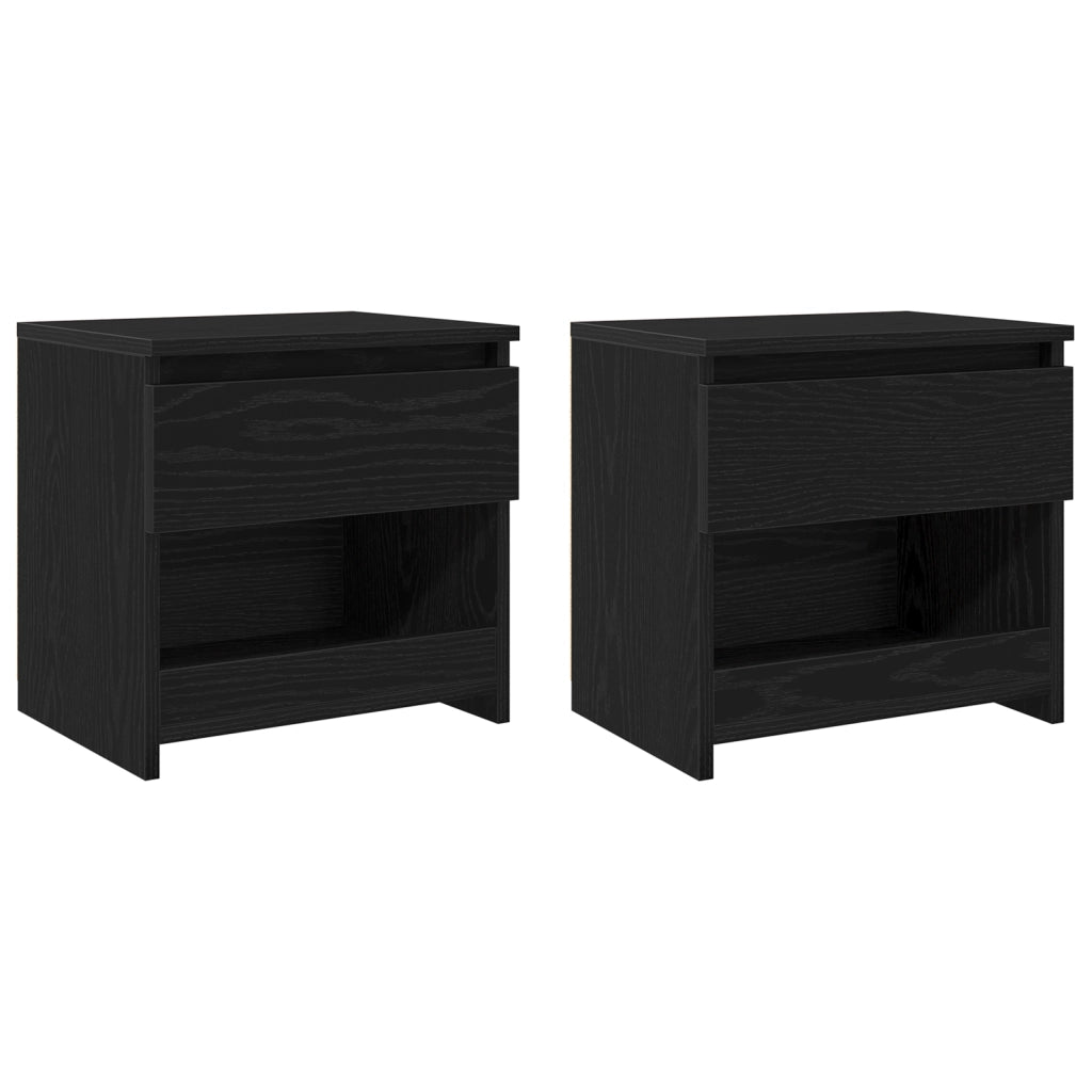 ComÃ² 2 pz Nero Rovere 40x30x39 cm in Legno ingegnerizzato