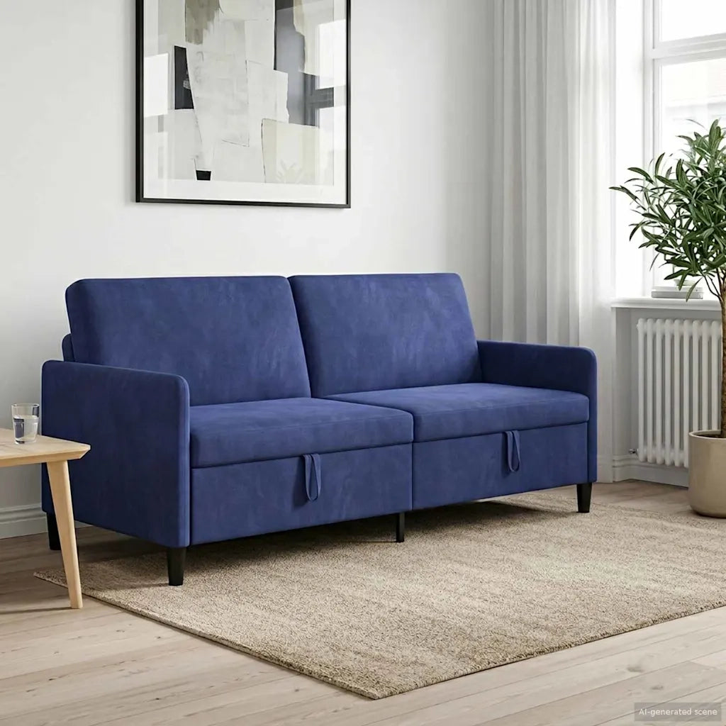 Divano con Storage Blu Polizia 192 x 78 x 87 cm Poliestere 42037001