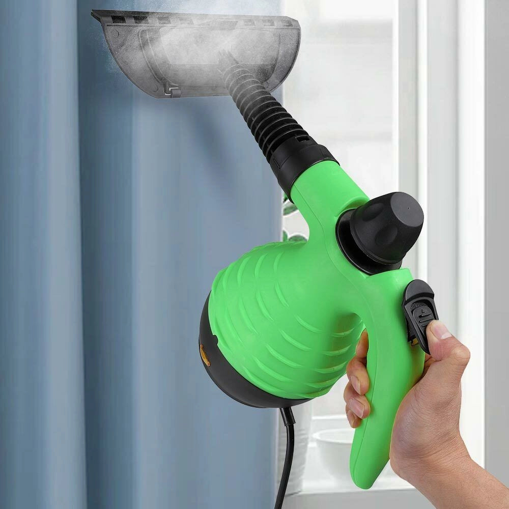 Pulitore a Vapore Portatile 1050W 300 ml 3 bar con Accessori Pulizia Verde
