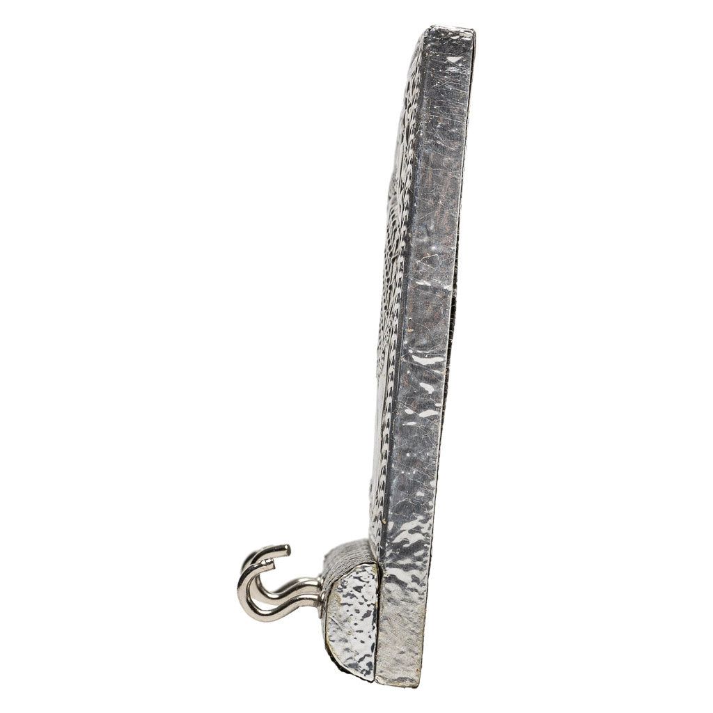 Portachiavi in metallo argentato sbalzato 12,5x7,5x2h