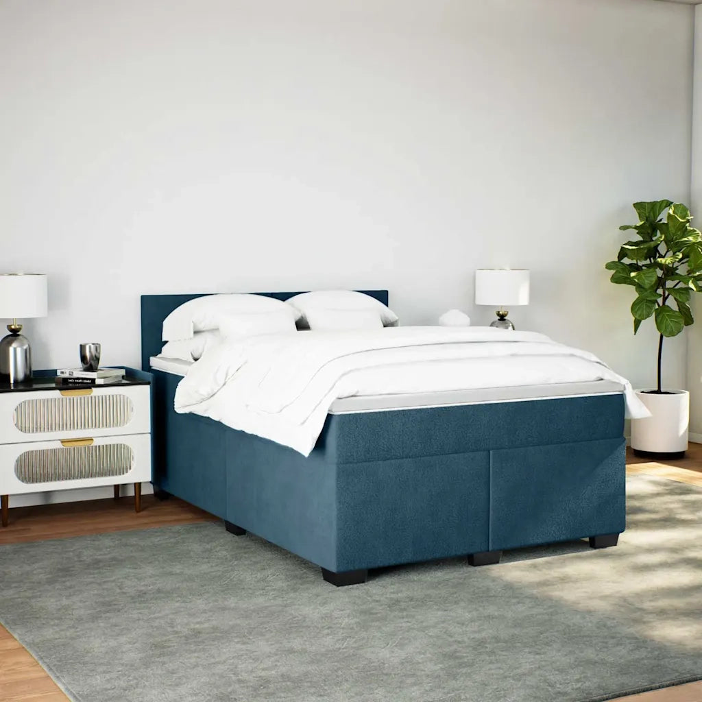 Giroletto a Molle con Materasso Blu 140x190 cm in Velluto