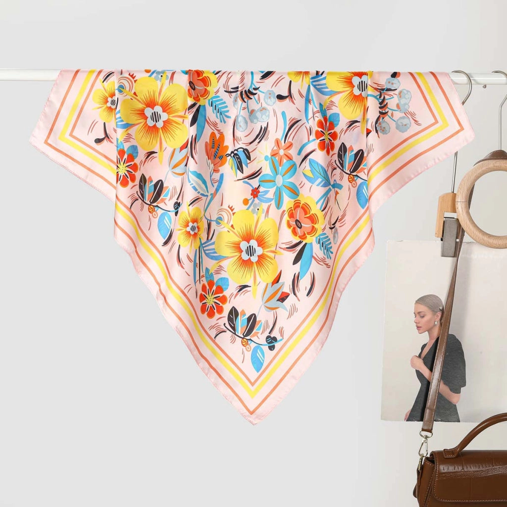 Nuova sciarpa da donna in seta stampata, stile coreano, sciarpa decorativa alla moda e versatile.