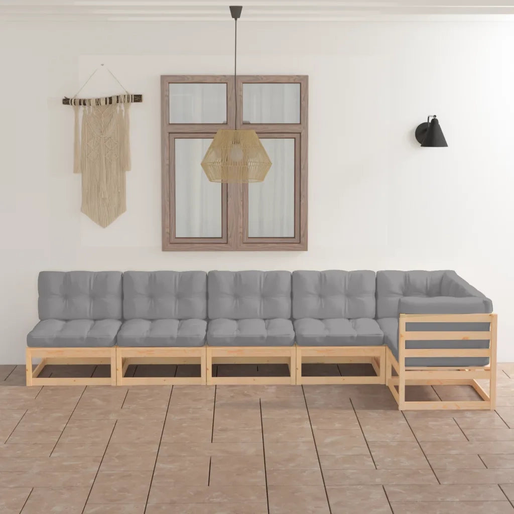 Set Divani da Giardino 6 pz con Cuscini Legno Massello di Pino 3076614