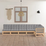 Set Divani da Giardino 6 pz con Cuscini Legno Massello di Pino 3076614