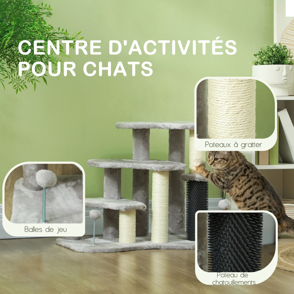 Tiragraffi per gatti con piattaforme e palline ¨C zephmum ¨C grigio chiaro 50 cm