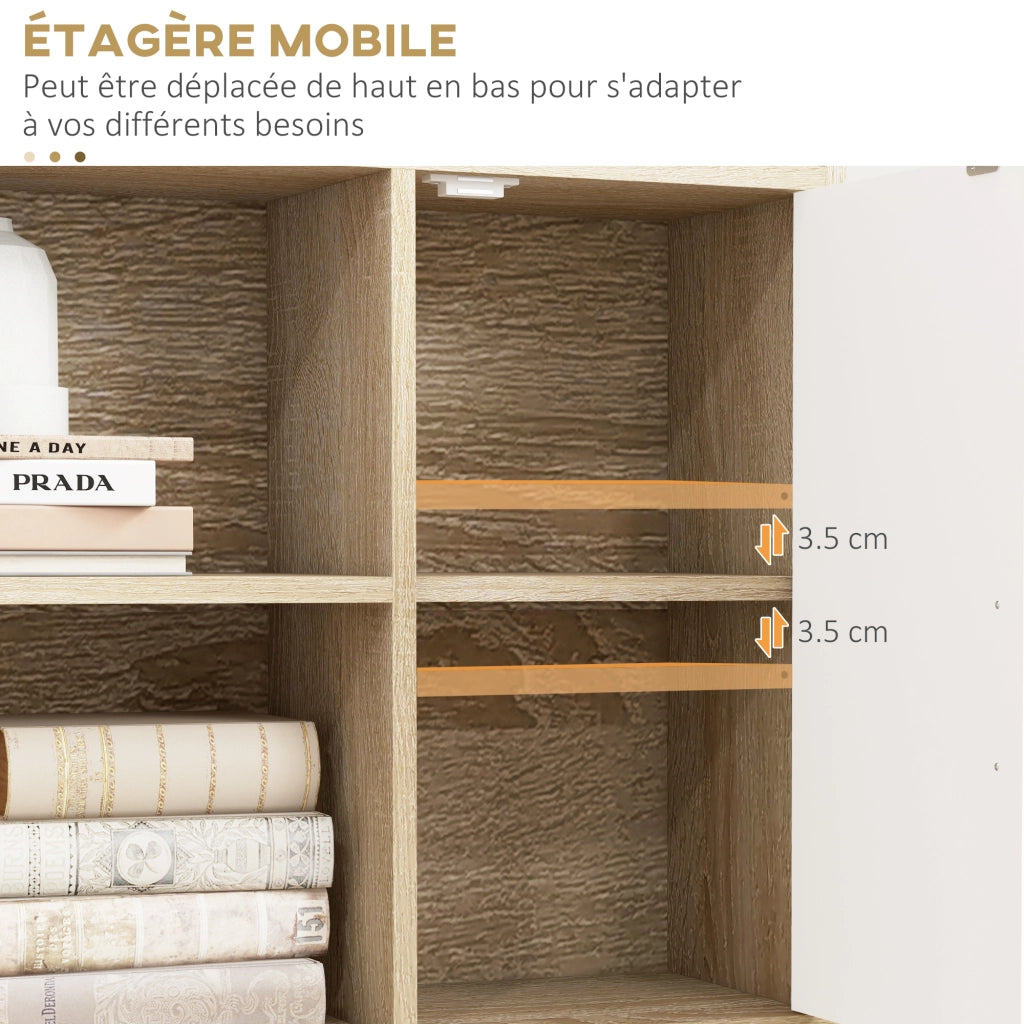 Libreria 4 nicchie 2 ante scaffale ¨C zephmum ¨C 80x24x123 cm legno massello rovere