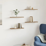 Mensole Parete 4pz Rovere Artigianale 40x10x1,5cm in Truciolato