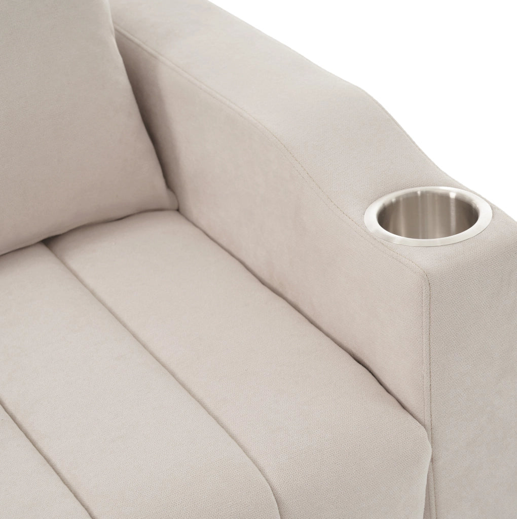 Divano letto multifunzionale 136x162x84 cm con schienale a 3 posizioni; 2 cuscini; cotone beige