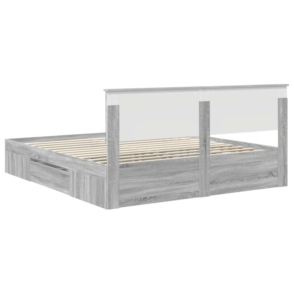 Letto matrimoniale | Letto per adulti | Struttura del letto con testiera Grigio Sonoma 180 x 200 cm