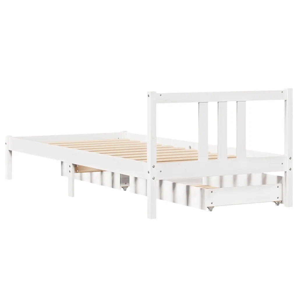 Letto senza Materasso Bianco 90x200 cm Legno Massello di Pino