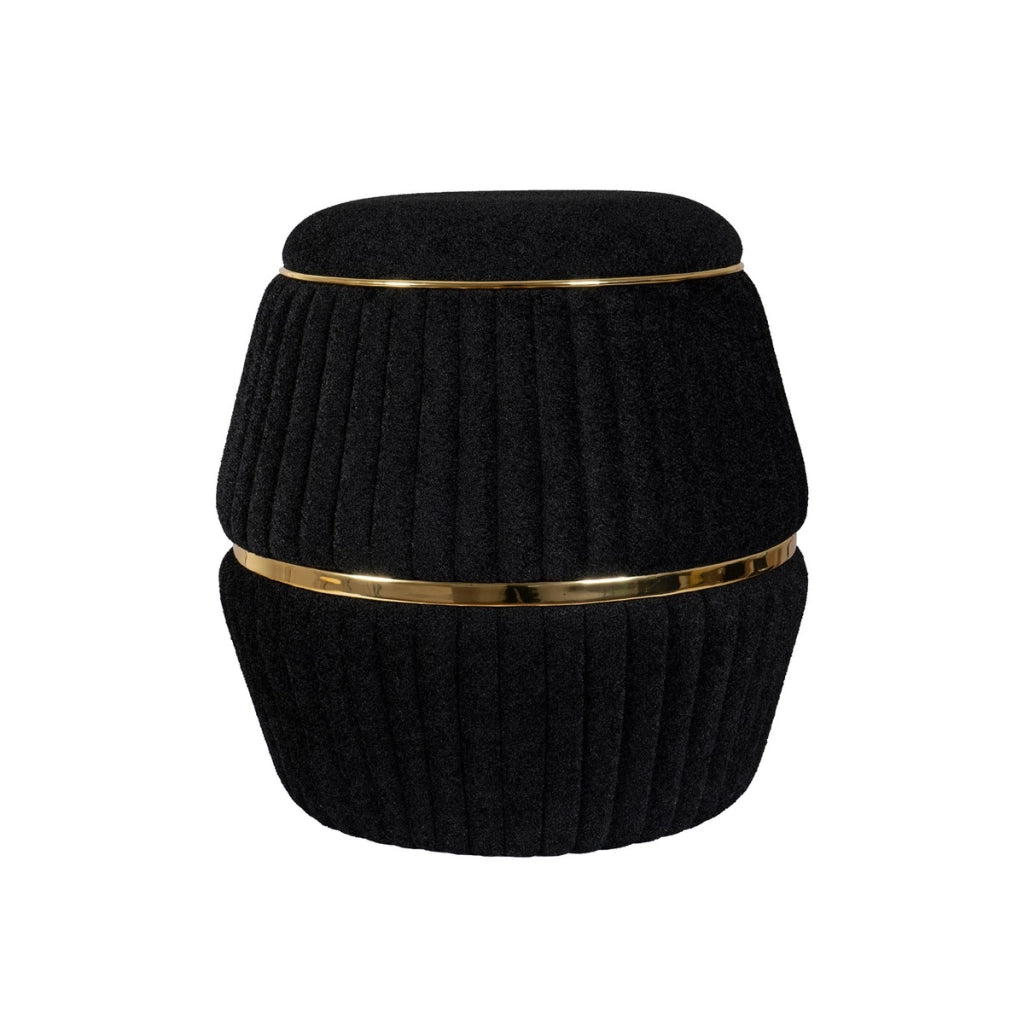 Pouf Doric 210 nero e oro con lavorazione a coste