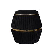 Pouf Doric 210 nero e oro con lavorazione a coste