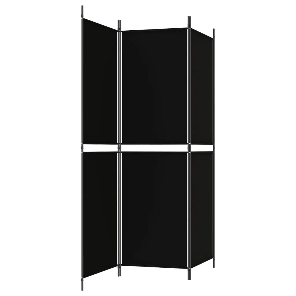 Divisorio a 3 Pannelli Nero 150x180 cm in Tessuto