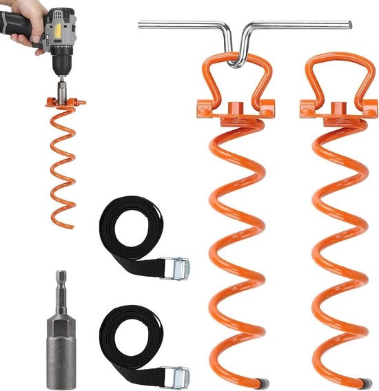 Anchore per giardino 2 pezzi - cinture regolabili - aiuto per montaggio - trampolino per giardino - oscillatore per giardino - spirale di terra - fissaggio al pavimento