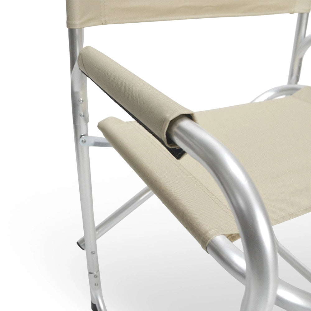 Sedia relax pieghevole Regista in alluminio con rivestimento in textilene beige