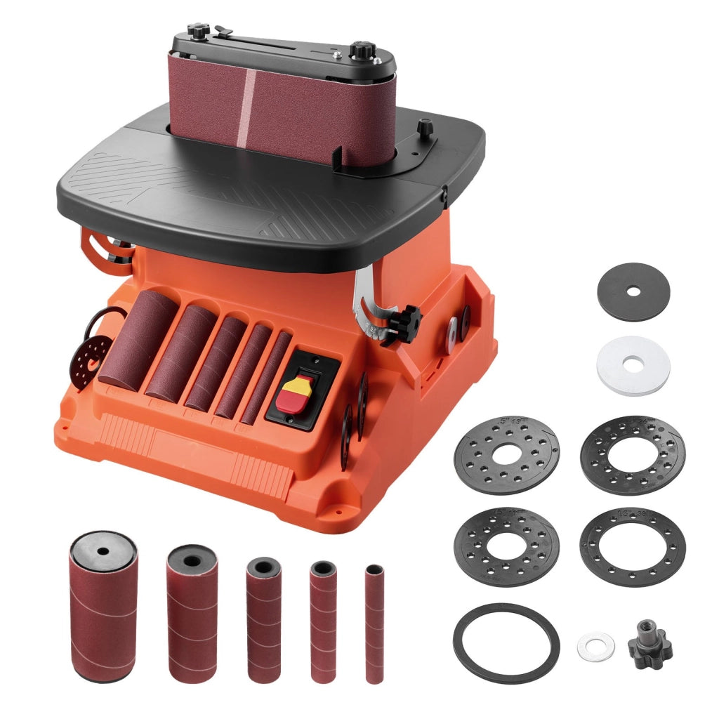 Levigatrice a Nastro e Mandrino Oscillante da Banco 2000 giri/min con 5 Manicotti e Corsa 16 mm, Robusta per Lavorazione del Legno e Bricolage