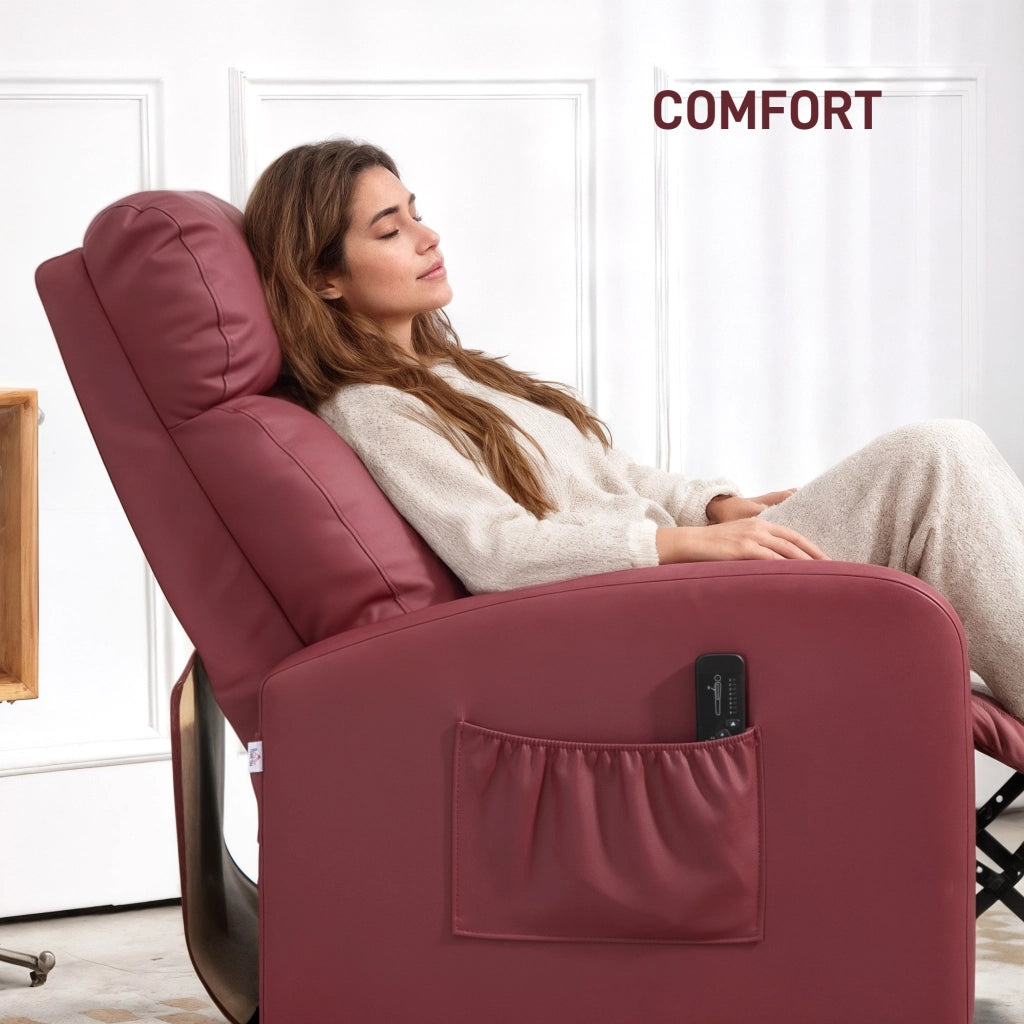 Poltrona Relax Massaggiante Reclinabile con Poggiapiedi ¨C Xylo ¨C Rosso
