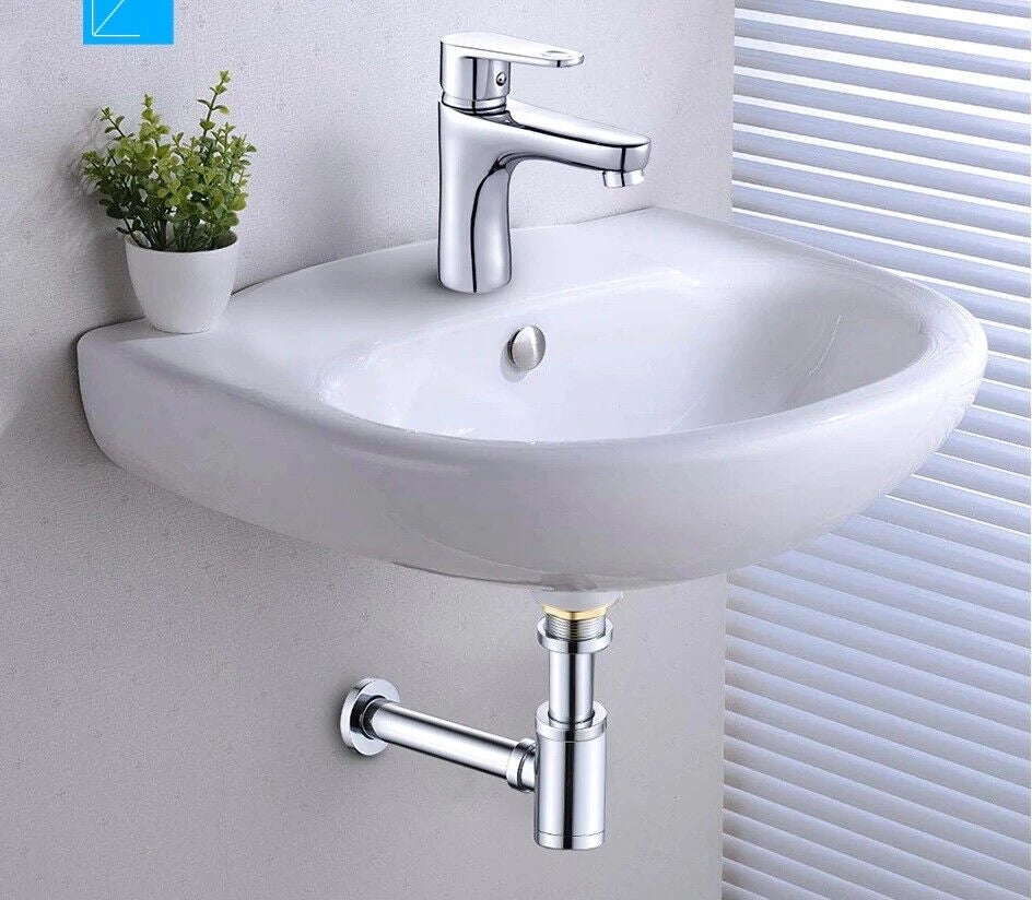 Sifone a bottiglia lavandino scarico 1" 1/4 lavabo cromato con rosone Art.69374