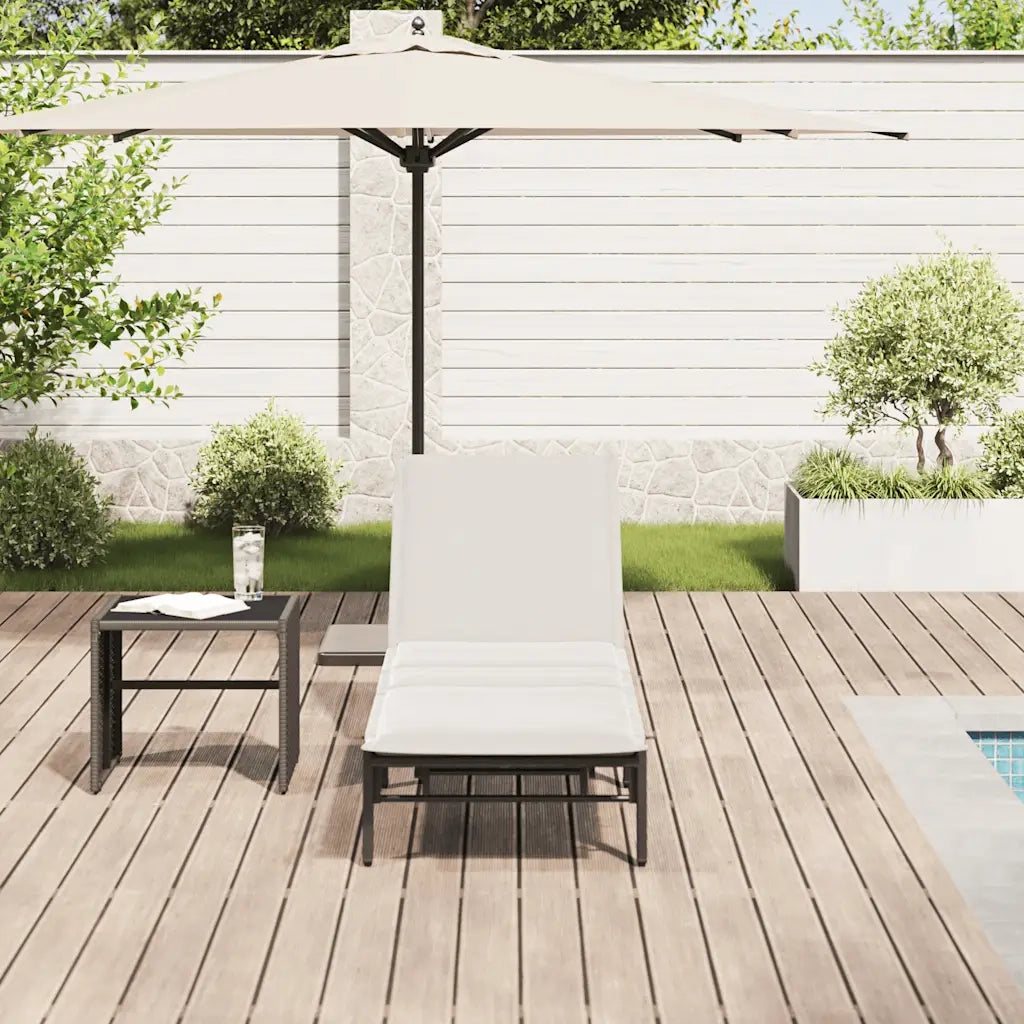 Lettino Prendisole | Sdraio da giardino | Lettino da sole con Cuscino Nero in Polyrattan