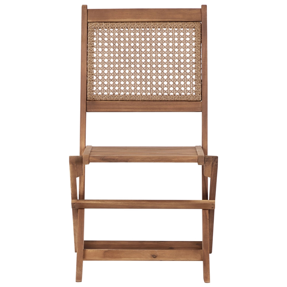 Set di 4 sedie da giardino per esterni in legno d'acacia chiaro pieghevoli stile rustico
