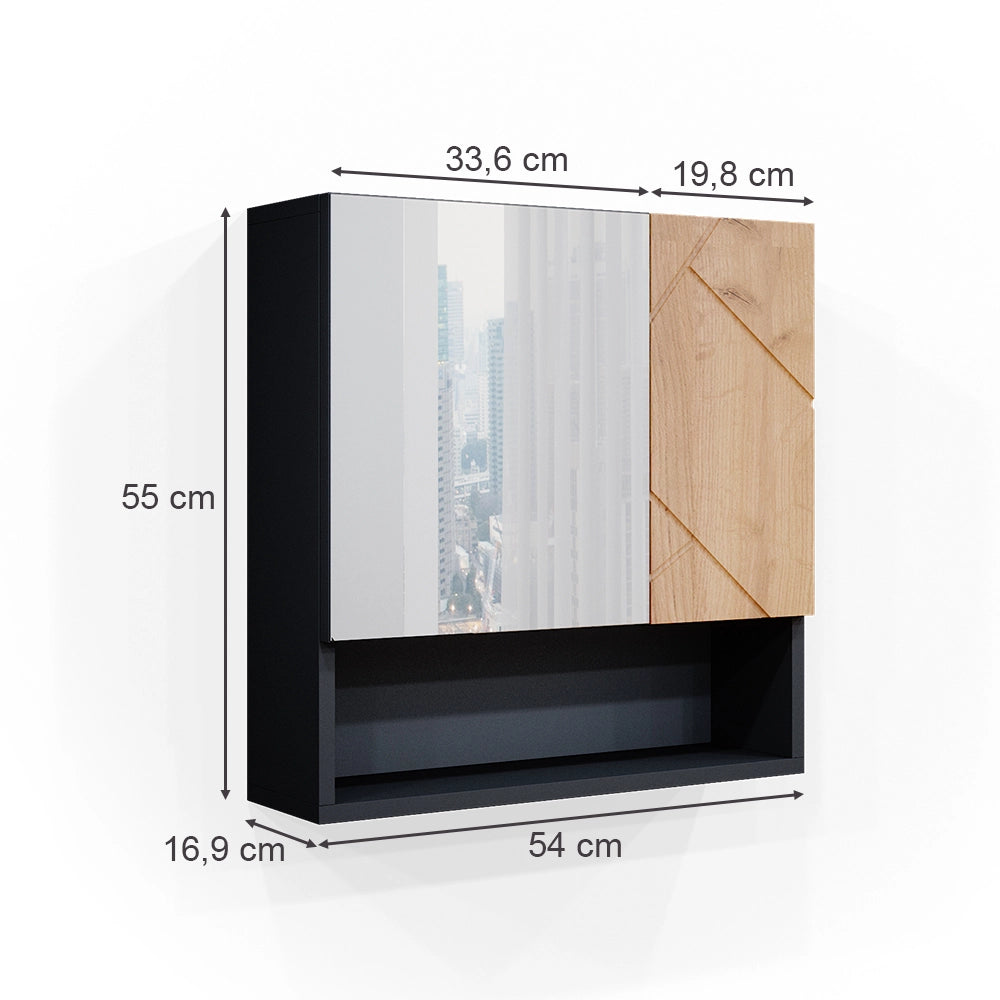 Vicco Specchio contenitore bagno Quercia dorata/antracite 54 x 55 cm